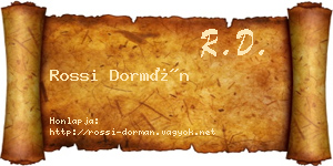 Rossi Dormán névjegykártya